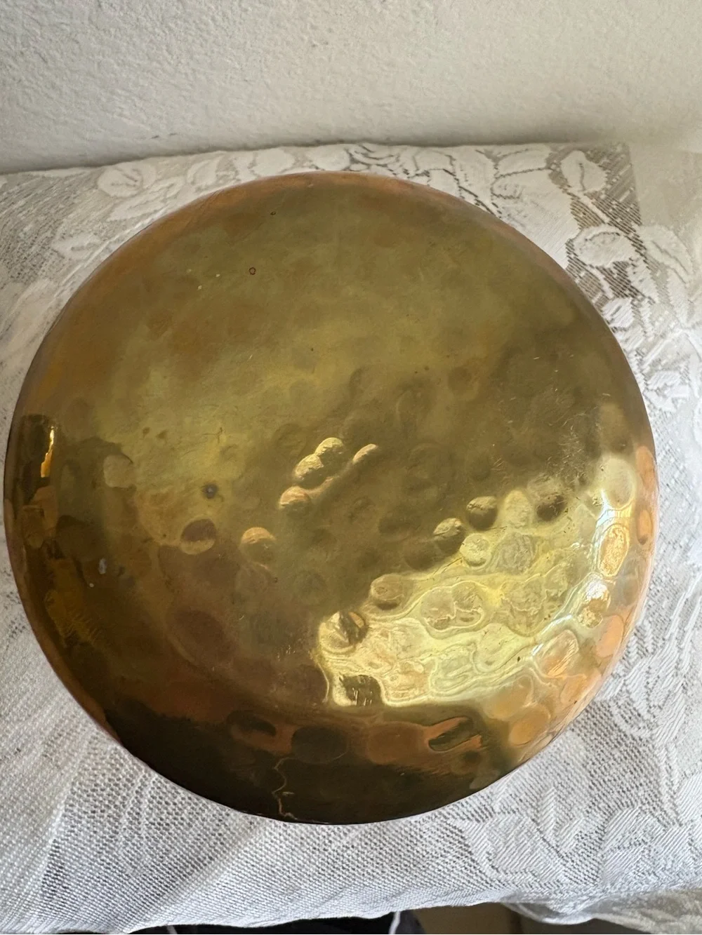 Vintage Greek Brass handmade Hammered cauldron Bucket Planter w Handle #3